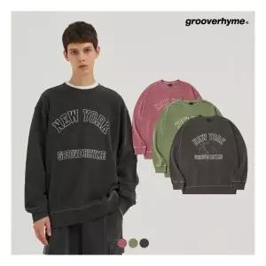 그루브라임남 C100 면쭈리 - 피그먼트 뉴욕 아치 레터링 맨투맨 LRSFCTM123M 136543