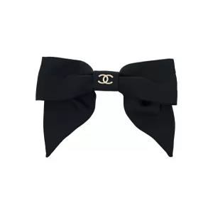 [엘러브] 새상품  실크 리본 헤어핀 블랙 샴페인골드 5ET2220