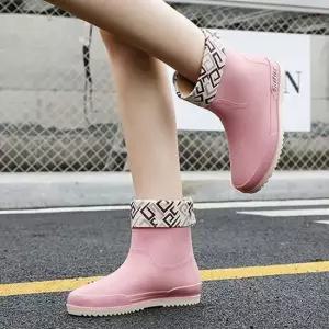 유니크 체크 포인트 기모 방한용 부츠 여성용 장화