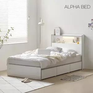 알파침대 프린 LED 1단 수납침대 SS+코지 슬림 포켓스프링