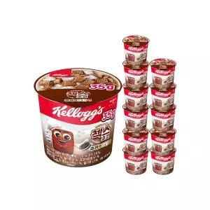 매장정품 KELLOGG 켈로그 첵스초코 쿠키앤크림 컵시리얼 35g 12개