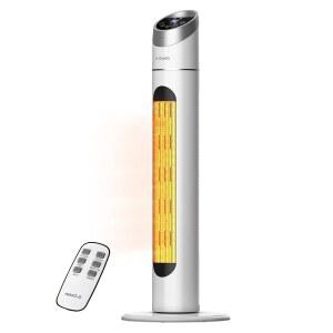 스페이스 히터, 리모컨이 있는 대형 객실용 34인치 12시간 타이머가 1500W 타워 70 진동, 조절 가능한 온도 조절기, 과열 및 팁오버 보호, 실내 사용, 흰색