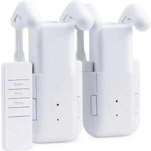 탁키셉트 자동 커튼 오프너 2팩: 스마트 전기 클로저 로봇, 리모컨 노 드릴 콰이어트 모터 로만 로드, T & U 트랙스 침실 및 가정용 오래 지속되는 배터리