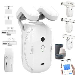 스마트 자동 커튼 오프너 - 앱 / 타이머 음성으로 리모컨 제어, 고성능 모터, 조명 센서, 게이트웨이 추가, Google Alexa용, 없음 (로맨 로드 T U 트랙 3in1용)