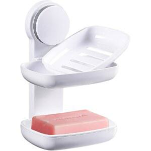 샤워 벽용 PEISAINOX 바 비누 홀더, 욕실 욕조 주방용 접착 접시 노드릴, 월 마운트 이중 배수 상자 건조 유지(2단계)