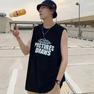 남자 여름 시원한 소재 민소매 티셔츠 오버핏 나시티 WEE8ACD