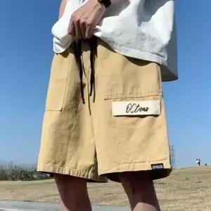 남성용 와이드 밴딩 린넨 여름 반바지 캐주얼 데일리 팬츠