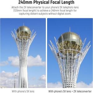 호환 NEEWER 2X 컨버터 폰 카메라 망원 렌즈 240mm 케이지 안드로이드 삼성 샤오미용