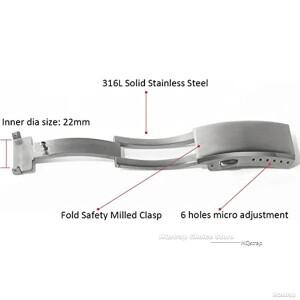 호환 세이코 18mm 실버 더블 푸시 안전 밀링 클래스프 스테인리스 스틸 시계줄용 확장형 접이식 솔리드