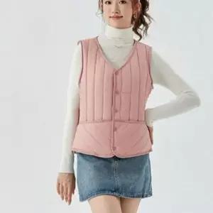데일리 여성 털 안감 조끼 패딩 여성 기모 조끼 브이넥