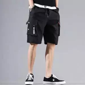 남성용 여름 포켓 밴딩 카고 반바지 작업복 팬츠