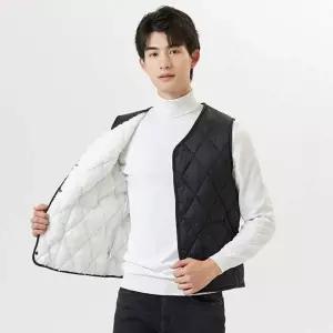겨울용 보온 경량 조끼 마름모패턴 안감털 보온복