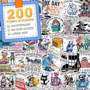 EGUARTE 200 PCS 홀로그램 스티커 - 비꼬는 밈 비닐 스티커, 노트북용 방수 재미있는 물병, 휴대폰, 킨들, 저널, 수하물 | 중복 없는 독특한 디자인