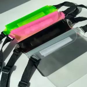 (색상 화이트)물놀이 3단 지퍼 수영가방 방수파우치 형광핑크색