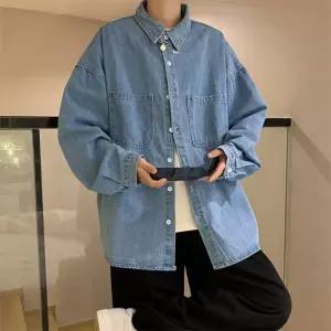 [골드스마일]데일리 루즈핏 남성용 빈티지 청남방 2컬러 캐주얼 데님 셔츠