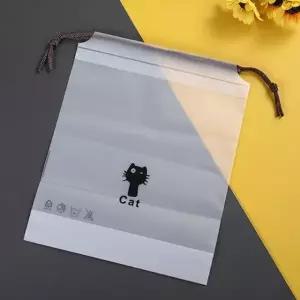 ( )고양이 방수 비닐 파우치 다회용 끈 투명 소 DD-12175