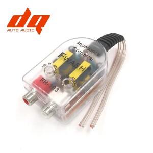 자동차 스피커-RCA 레벨 어댑터 하이-로우 소켓 라인 출력 오디오 컨버터 사운드 서브 우퍼 앰프 조절 가능