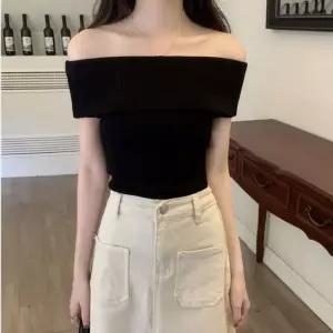 여자 여름니트 골지티 오프숄더 민소매 반팔 오픈 바캉스룩 파티