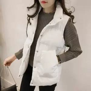 겨울용 남녀공용 하이넥 패딩 조끼 보온