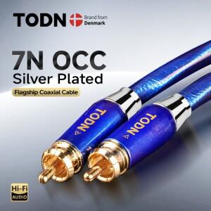 TODN 디지털 오디오 동축 케이블 75Ω 은도금 7N OCC RCA to 남성 스테레오 스피커 하이파이 서브우퍼 서브