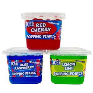 아이스 바이 보바비다 블루 라즈베리, 레드 체리 & 레몬 라임 팝핑 보바 펄 버라이어티 팩 | 음료 및 디저