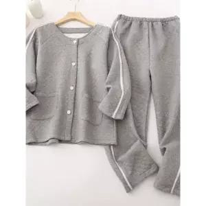 수술 입원복 겨울 어깨 골절환자복 트임 팔깁스옷 남성 다크그레이 세트 순면 누빔 XL