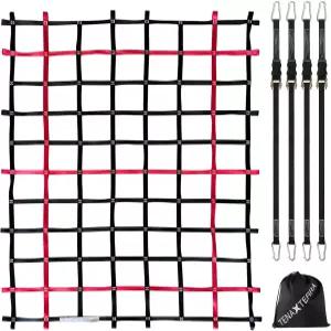 픽업 트럭 침대용 테낙스테라 카고 네트 4Pcs 래칫 타이다운 스트랩 50 x66 (WL) 1100파운드 트레일러