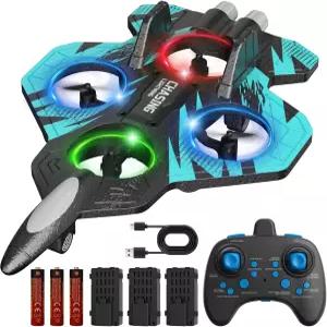 쿨 LED 조명이 장착된 FUNPX 폼 RC 비행기 360° 플립 및 헤드리스 모드 6세 이상 용 리모컨 플라잉 토이