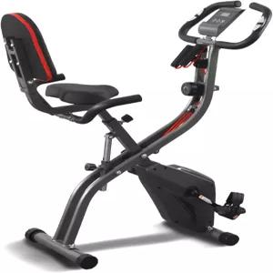 운동 자전거 4인치 1인치 고정식 접이식 10레벨 마젠틱 저항 서포트 백 패드 및 휴대폰/태블릿 홀더 팔