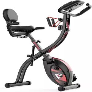 HAPBEAR 접이식 운동 자전거 마그네틱 고정식 3 in 1 모드 실내 직립 피트니스 X-자전거 8레벨 저항 및 팔