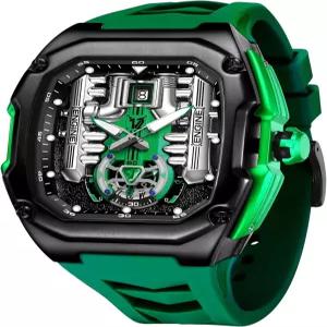 릴루오케 남성용 시계 손목시계 발광 디자인 빅페이스 패션 쿼츠 블랙 워치 30AM 캐주얼 독특한 선물