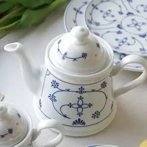 아름다운 쯔비벨무스터 인디고블루 티포트 2사이즈 주전자 차주전자 도자기