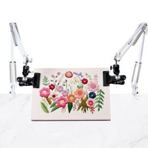 후프 바늘 조절 360 스탠드, 프레임, 자수 적합한 태블릿 회전이 키트에 가능한 책상 휴대폰 화이트 프레임, 크로스 2세트 홀더 자수 후프 / 스탠드, 자수 가능한 스탠드