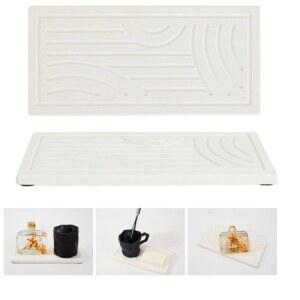 그레이스리스 2PCS 규조류 트레이, 욕실 카운터용 흡수 직사각형 석재 코스터, 욕실용 싱크대 정리함, 다양한 종류의 컵에 적합한 홈 데코 테이블 상판 보호 기능