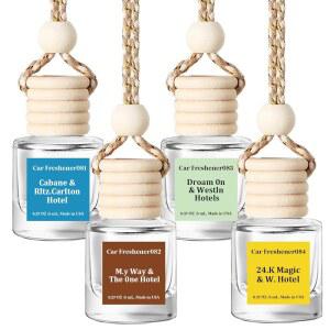 후가라이프 자동차 에어 프레시너 4팩 걸이형 자동차 프레시너 여성용 - 24.K 매직 & W. 호텔 & 카베인 & Rltz. 캐리톤 호텔 & 드로우암 0n & 웨슬론 호텔 & 메이 웨이 & 더 0ne 호텔 향수 오일