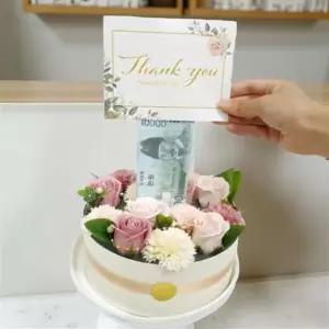 돈 뽑는 케이크 부모님 생신 환갑 선물 용돈 서프라이즈 조화 비누꽃