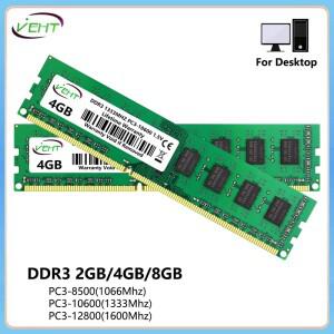 VEHT DDR3 2GB 4GB 8GB 데스크탑 메모리 Ram PC3 1066 1333 1600Mhz 1.5V 240Pin 8500 10600 12800 비 ECC