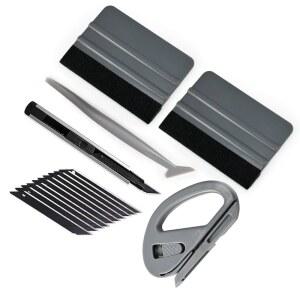 고마케 차량 비닐 랩 윈도우 틴트 필름 도구 키트에는 4인치 펠트 스퀴지, 접이식 9mm 유틸리티 나이프 및 블레이드, 지피 비닐 커터 및 자동차 랩용 미니 고 코너 스퀴지가 포함되어