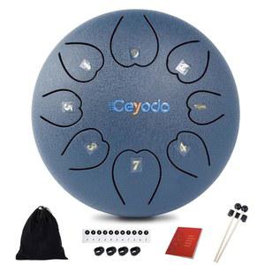 야외 정원용 레인 드럼, 스틸 텅 차크라 가방 포함 핸드 팬 악기 크리스마스 선물, 명상 요가용 망치 (네이비, 6인치 8노트, D키)