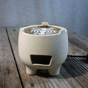 숯불 가정용 세라믹 650W 650와트 바베큐용 백토 회색 도자기 미네랄 전기 전용 그릴