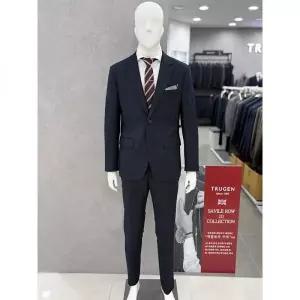 남성 겨울봄 울 혼방 블랙 다크네이비 면접 예복 혼주 빅사이즈 정장 수트 양복 세트 / 허리 40인치1112763