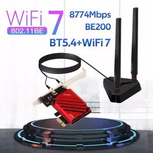 FENVI WI-FI 7 BE200 PCIE WiFi 어댑터 FV-BE8800 WIfi7 BT5.4 Win10/Win11 용 트라이 밴드 2.4G/5G/6G 데