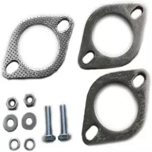 2-볼트 2.5인치 / 63.5mm 배기 플랜지 연결 키트 OD 파이프용 볼트 및 너트가 포함된 개스킷 스틸 2개