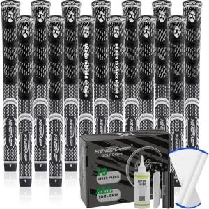 킹라스프 프리미엄 하이브리드 골프 그립(13팩) - 피드백이 강화된 고트랙션 고무 클럽 그립 13개 + 테이프