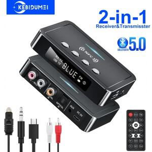 M6 Bluetooth 5.0 수신기 송신기 무선 어댑터 AUX 3.5MM 광 동축 TF/U 디스크 USB FM LED 디지털 디스플레