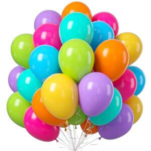 생일 결혼식 베이비 샤워 약혼 DIY 풍선 장식 파티 용품을 위한 무지개 풍선, 50PCS 다양한 색상의 아치형 블루 그린 퍼플 옐로우 오렌지 핫 핑크 라텍스