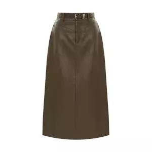 [샐리] 페이크레더벨티드미디움스커트_I6A-CSK002