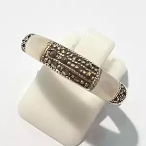 [블루케이] A급라운드 화이트자개 원석반지210704-20n