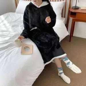 대형 롱 후드 입는 담요
