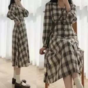[잇백잇슈] 버튼체크원피스 일상 캐주얼 깔끔 예쁜